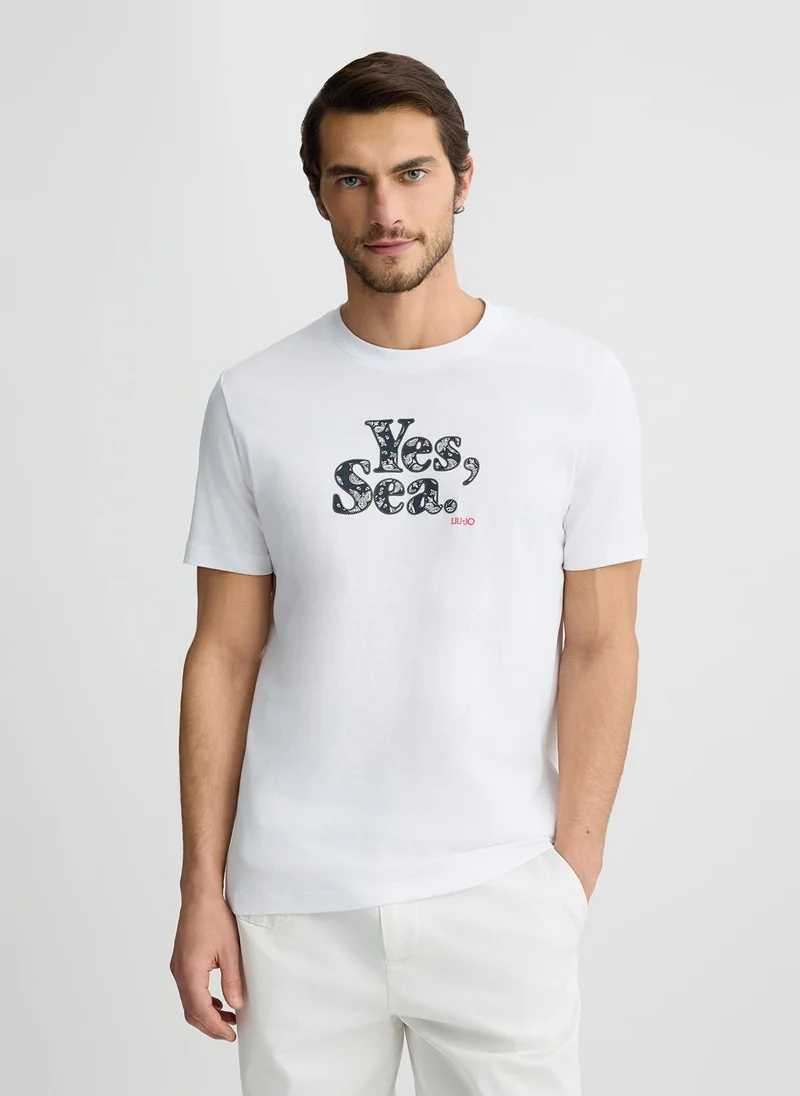 ليو جو T-shirt white with print